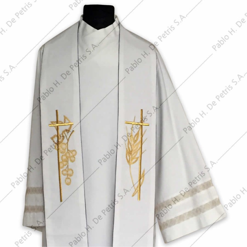 F 24 - Blanco-Morado - Estola reversible Italiana F 24 - Blanco-Morado - Estola reversible Italiana