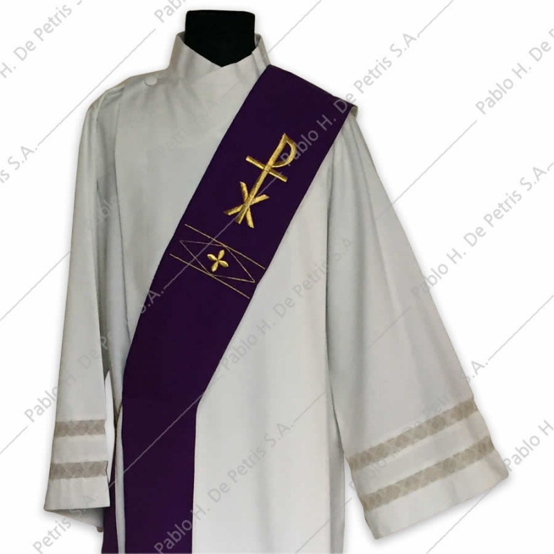 F 28 - Blanco-Morado - Estola Diaconal bicolor F 28 - Blanco-Morado - Estola Diaconal bicolor