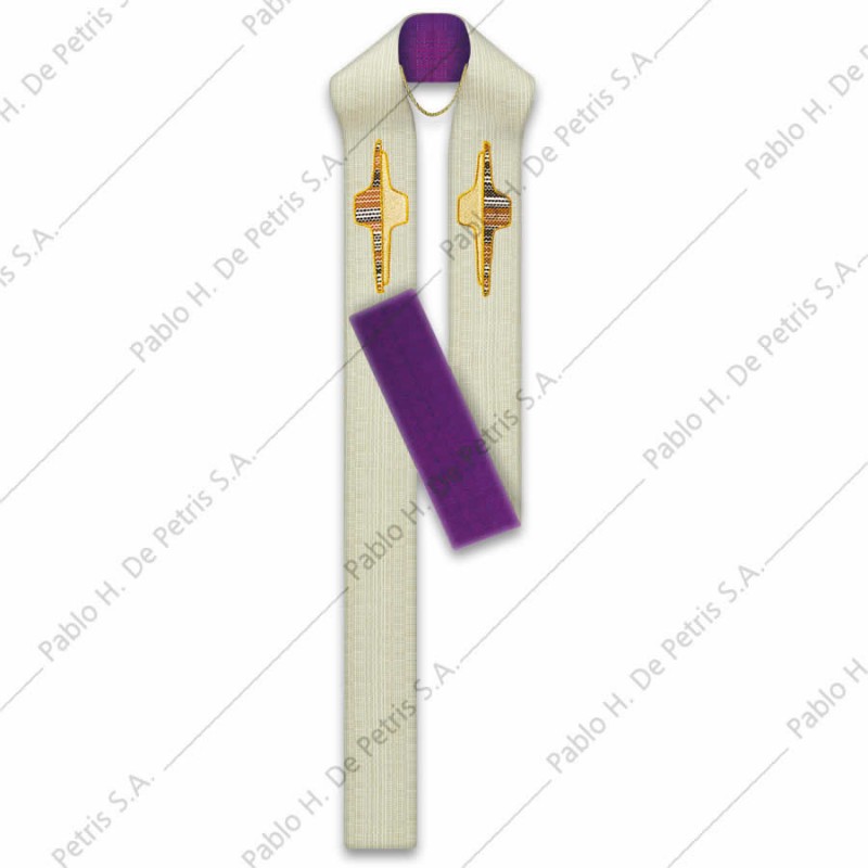 S 51-2605 - Blanco-Morado - Estola reversible Slabbinck - Bélgica S 51-2605 - Blanco-Morado - Estola reversible Slabbinck - Bélgica